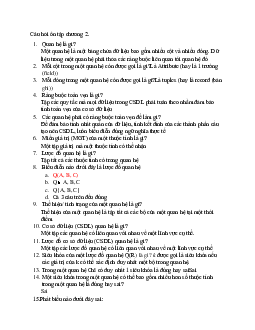 Câu hỏi ôn tập môn Cơ sở dữ liệu nội dung chương 2 có đáp án | Đại học Sư phạm Kỹ thuật Thành phố Hồ Chí Minh