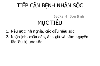 Giáo trình Tiếp cận bệnh nhân Sốc | Trường Đại học Kỹ thuật Y - Dược Đà Nẵng