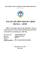 Tiểu Luận Kinh Tế Chính Trị Mác LêNin - Kinh tế Chính trị Mác-Lê Nin (KTCT01) | Đại học kinh tế quốc dân NEU