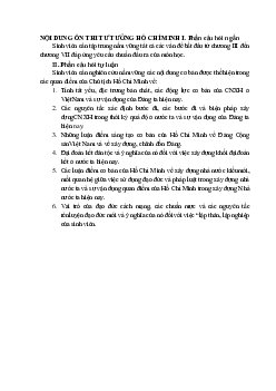 Đề cương môn Tư tưởng Hồ Chí Minh | Trường Đại học Kinh tế và Quản trị Kinh doanh, Đại học Thái Nguyên
