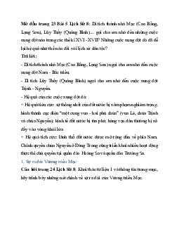 Giải sách giáo khoa Lịch sử 8 bài 5: Cuộc xung đột Nam - Bắc triều và Trịnh - Nguyễn | Kết nối tri thức