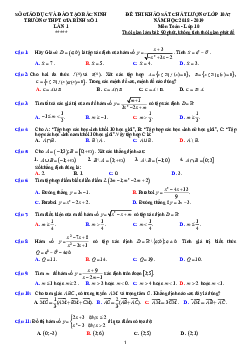 Đề khảo sát chất lượng Toán 10 năm 2018 – 2019 trường Gia Bình 1 – Bắc Ninh lần 1