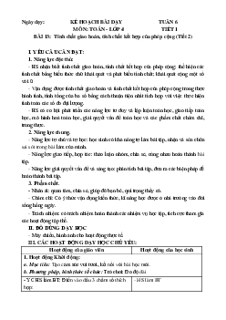 Giáo án Toán lớp 4 Tuần 6 | Chân trời sáng tạo