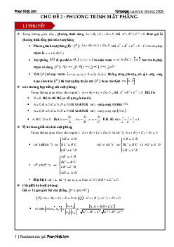 Chủ đề phương trình mặt phẳng ôn thi tốt nghiệp THPT môn Toán