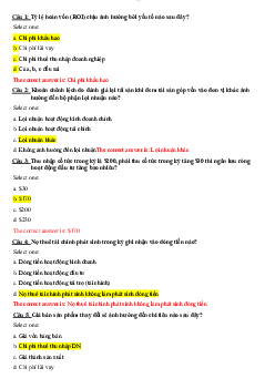 Câu hỏi trắc nghiệm ôn tập môn Phân tích tài chính doanh nghiệp có đáp án