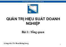 Quản trị Hiệu suất Doanh Nghiệp - Bài Giảng 01 | Quản trị hiệu suất doanh nghiệp | Đại học Kinh tế - Đại học Đà Nẵng