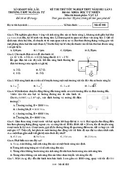 Đề thi thử THPT Quốc gia 2022 môn Vật Lí lần 1 trường THPT Ngô Gia Tự, Đắk Lắk (có đáp án)
