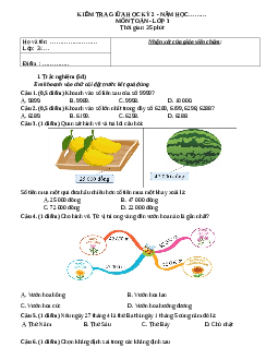 Đề thi giữa học kì 2 môn Toán lớp 3 Cánh Diều