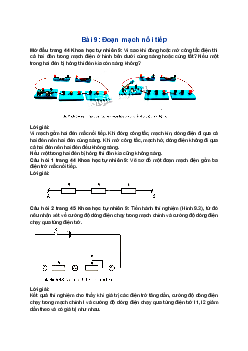 Giải Khoa học tự nhiên 9 Chân trời sáng tạo Bài 9: Đoạn mạch nối tiếp