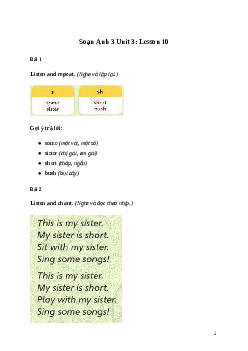 Tiếng Anh lớp 3 Unit 3: Lesson 10 trang 59 Explore Our World