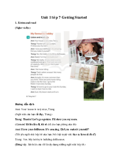 Unit 1 lớp 7 Getting Started sách Global Success