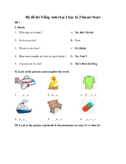 Bộ đề thi Tiếng Anh lớp 2 học kì 2 | Smart Start
