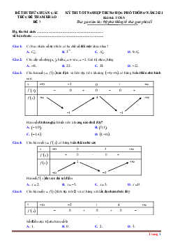 Đề Ôn Thi Tốt Nghiệp THPT 2021 Toán Phát Triển Từ Đề Minh Họa Lời Giải Chi Tiết Và Đáp Án (Đề 7)