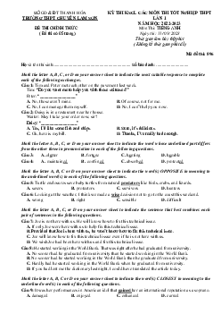 Đề thi thử tốt nghiệp Tiếng Anh 2023 Chuyên Lam Sơn lần 1 có đáp án
