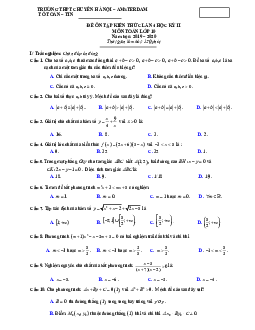 Đề ôn tập Toán 10 tháng 03 năm 2020 trường THPT chuyên Hà Nội – Amsterdam