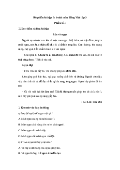 Bộ phiếu bài tập ôn ở nhà môn Tiếng Việt lớp 3 -  (từ 09/3 đến 15/3)