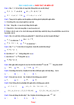 TOP 30 câu trắc nghiệm bài Phép thử và biến cố (có đáp án)