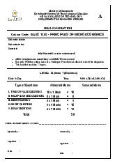 Model Final Exam - Principles of Microeconomics | Microeconomics | Trường Đại học Quốc tế, Đại học Quốc gia Thành phố Hồ Chí Minh