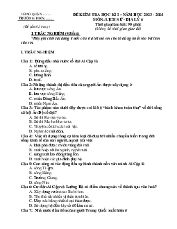 Đề thi học kì 1 môn Lịch sử - Địa lí 6 năm 2023 - 2024 sách Cánh diều | đề 1