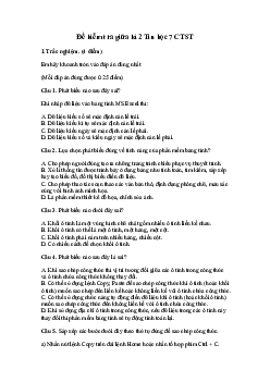 Đề thi giữa kì 2 Tin học 7 - Đề 1 | năm 2024 | Chân trời sáng tạo