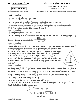 Đề thi thử Toán vào lớp 10 năm 2023 – 2024 phòng GD&ĐT Cửa Lò – Nghệ An