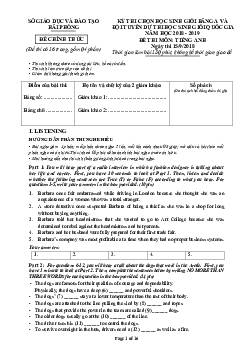 Kỳ thi chọn học sinh giỏi bảng A và đội tuyển dự thi học sinh giỏi quốc gia năm học 2018 - 2019 đề thi môn Tiếng Anh - Hải Phòng