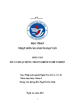 Đồ án "Hoạt động trải nghiệm nghề nghiệp"