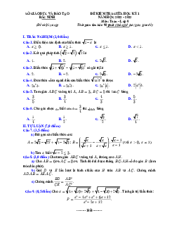 Đề kiểm tra giữa học kỳ 1 Toán 9 năm 2022 – 2023 sở GD&ĐT Bắc Ninh
