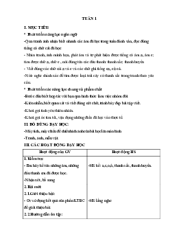 Giáo án buổi 2 Tiếng Việt 1 - Tuần 1 | Cánh diều