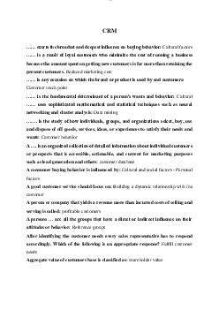 Đề cương ôn tập môn Quản trị quan hệ khách hàng có gợi ý trả lời