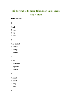 Đề thi giữa học kì 2 môn Tiếng Anh 4 năm 2023 - 2024 sách i-Learn Smart Start