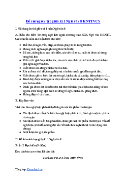 Đề cương ôn tập giữa học kì 1 môn Ngữ văn 8 sách Kết nối tri thức với cuộc sống