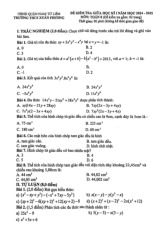 Đề giữa học kì 1 Toán 8 năm 2024 – 2025 trường THCS Xuân Phương – Hà Nội