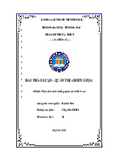 Phân tích tình huống quản trị chiến lược| Bài thảo luận Quản Trị Chiến Lược