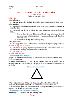Giáo Án Bài 12 Từ Thuật Toán Đến Chương Trình môn Tin Học 8 -KNTT năm 2023-2024