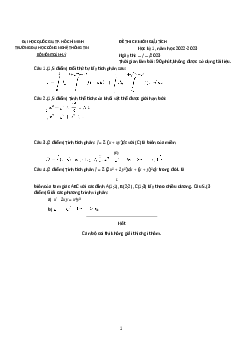Đề thi cuối kỳ Giải tích năm 2022  - Giải Tích | Trường Đại học CNTT Thành Phố Hồ Chí Minh