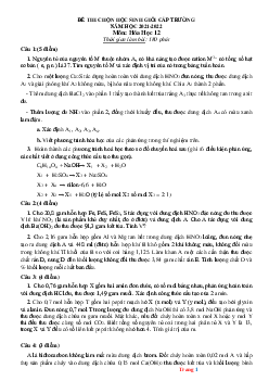Đề thi học sinh giỏi hóa học 12 cấp trường năm 2021-2022 (có đáp án)