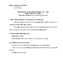 Đề thi học sinh giỏi môn Ngữ văn lớp 6 sở GD&ĐT Cao Bằng năm 2017 - 2018