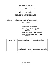 Tiểu luận môn Khởi sự kinh doanh | Đại học Thăng Long