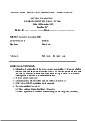 Midterm examination - Business Computing Skills | Trường Đại học Quốc tế, Đại học Quốc gia Thành phố HCM