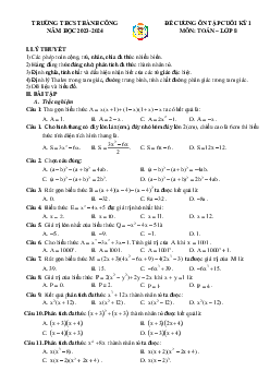 Ôn tập cuối kỳ 1 Toán 8 năm 2023 – 2024 trường THCS Thành Công – Hà Nội