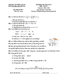 Đề kiểm tra học kì 2 Toán 7 năm 2019 – 2020 trường THCS Đa Phước – TP HCM