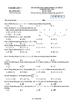 Đề thi thử tốt nghiệp THPT 2024 môn Toán lần 2 sở GD&ĐT Sơn La