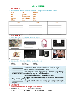 Bài tập Tiếng Anh 10 sách thí điểm bài 3: Music (có đáp án)