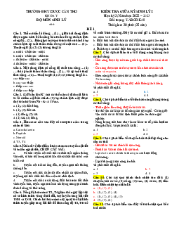 Bài tập ôn thi giữa kỳ môn Sinh lý I