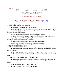 Giáo án Toán 2 sách Chân trời sáng tạo (cả năm) | Tuần 21 | Tiết 6