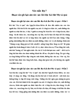 Đoạn văn ghi lại cảm xúc sau khi đọc bài thơ Mẹ và quả (4 mẫu) | Văn mẫu lớp 7 Cánh diều