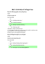 Bài tập trắc nghiệm  - Môn thống kê trong kinh tế và kinh doanh| Đại học Kinh Tế Quốc Dân