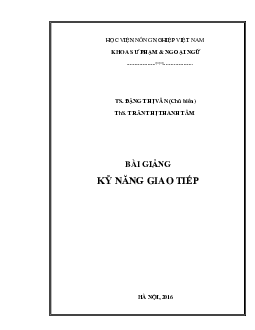 Bài giảng kỹ năng giao tiếp | Học viện Nông nghiệp Việt Nam
