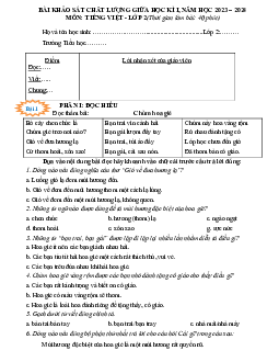 Đề thi giữa học kì 1 môn Tiếng Việt 2 năm 2023 - 2024 sách Cánh diều | Đề 1
